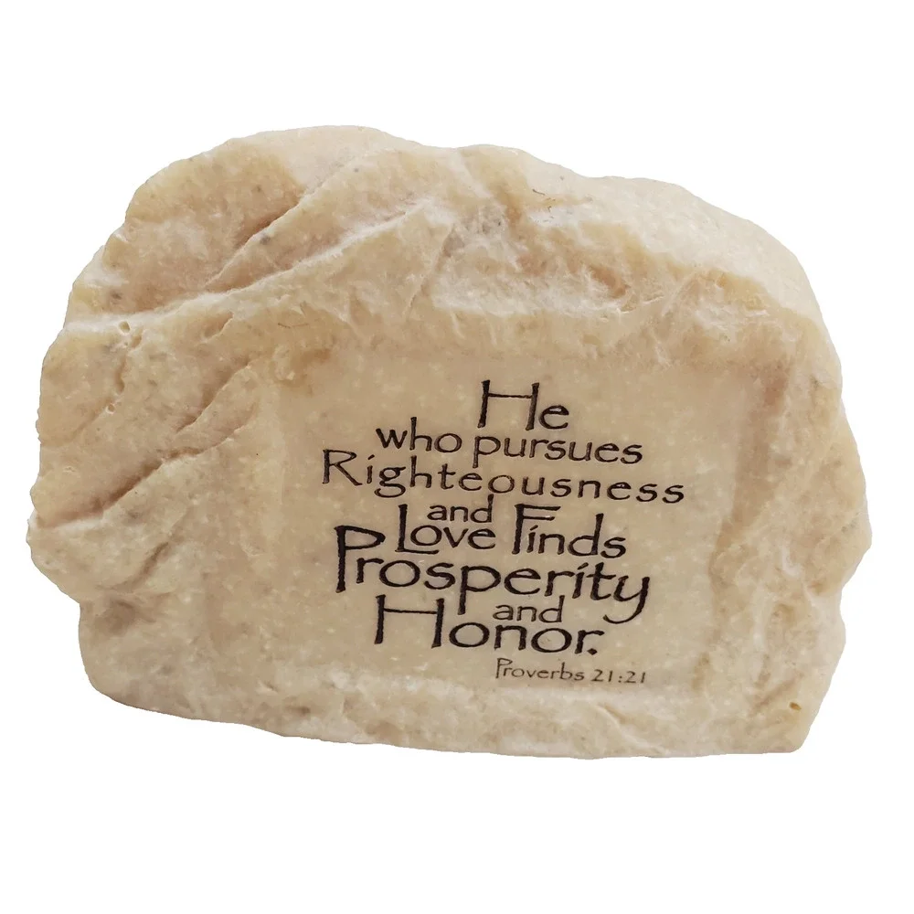 Vintage Spiritual Rock Scripture Proverbs 21:21 Brown Small Collectible Holy